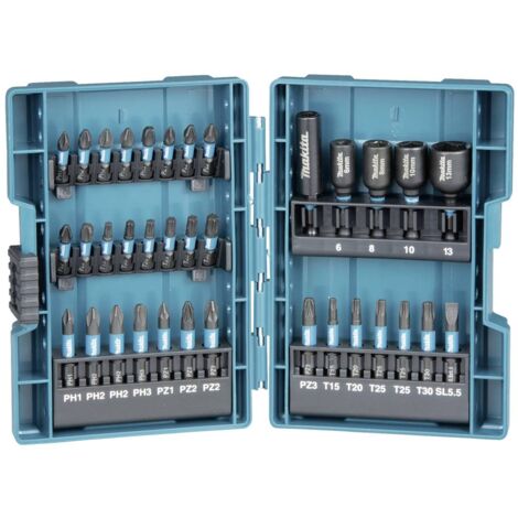 Makita – Jeu de 35 embouts de vissage B66880 – Pour perceuse – Longueur 50 mm – Types PH, PZ, T – Porte-embout magnétique 60 mm