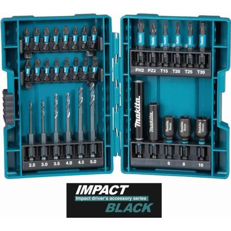 Makita – Jeu de forets à métaux 33 pcs – Acier allié – Compatible visseuses hexagonales 1/4' – Pour perçage précis et vissage rapide - B-66896