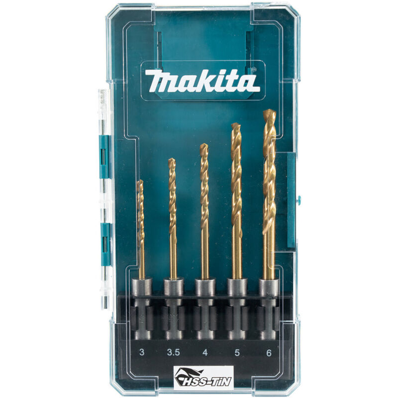 Makita – Jeu de forets à métaux SDS PLUS 5 pièces – HSS TiN 3.06.0mm – Longueurs utiles 3357mm – Angle de pointe 135° pour perçage précis E 15132