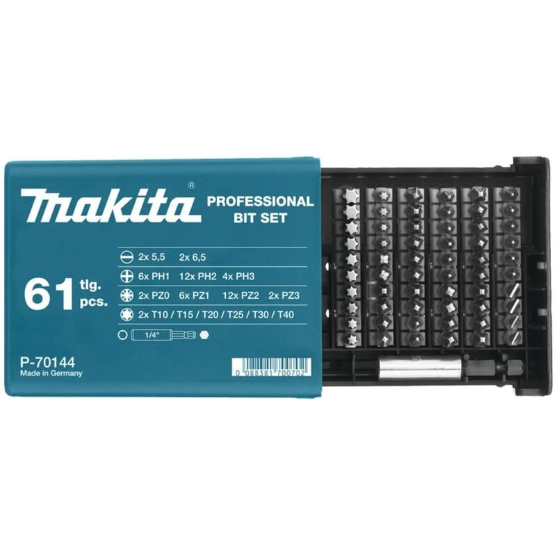 

Makita Juego de brocas de tornillo plateado 61 piezas