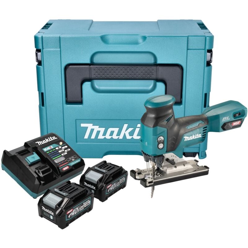 Makita JV 001 GM201 Scie sauteuse sans fil 40 V max. 135 mm Brushless + 2x batterie 4,0 Ah + chargeur + Makpac