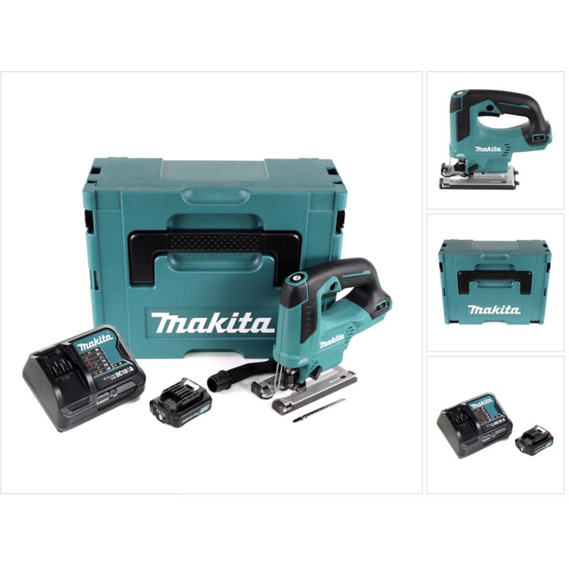 Makita JV 103 DSAJ 10,8 V Seghetto alternativo a batteria in valigetta Makpac + 2x Batterie BL1020 2,0 Ah + Caricatore DC10 SA