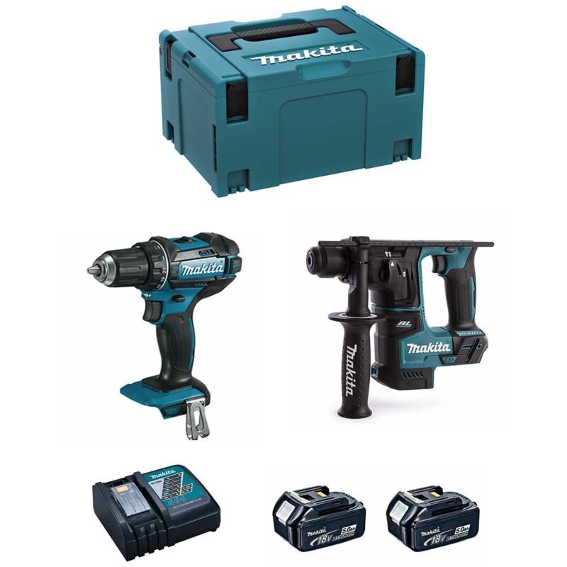 Makita - Kit 18V MSL2P2 (DHR171 + DDF482 + 2 x 5,0 Ah + DC18RC + makpac 3)