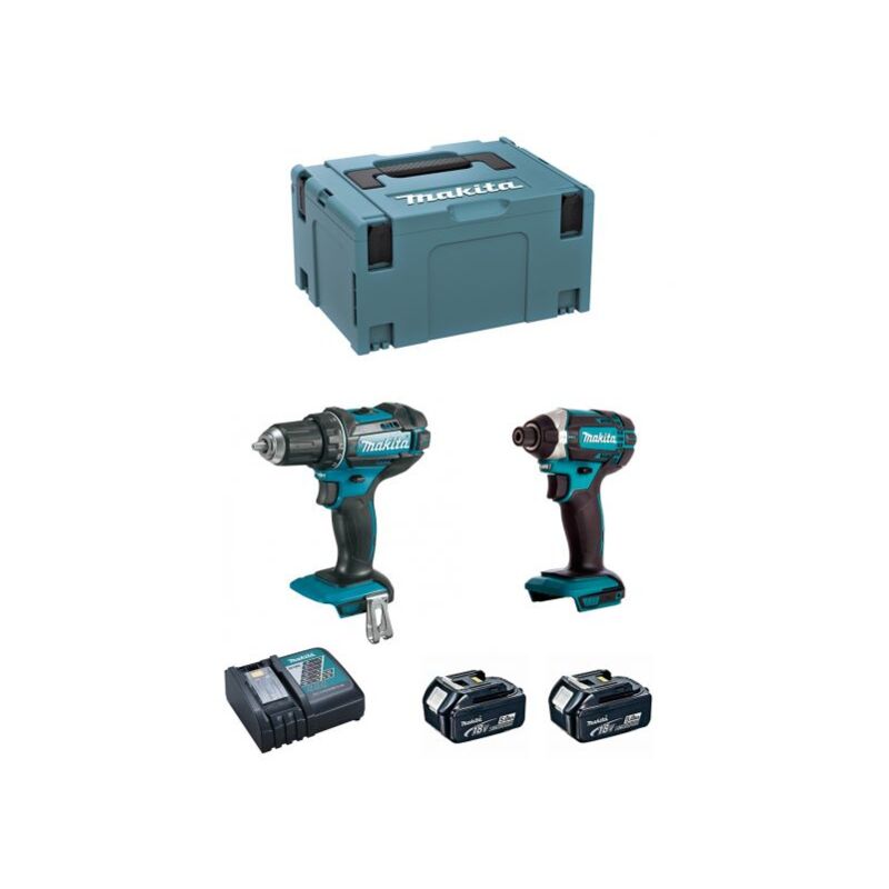 Makita - kit dlx2127tj (ddf482 + dtd152 + 2 x 5,0 ah + dc18rc + makpac 3) 8435587929956