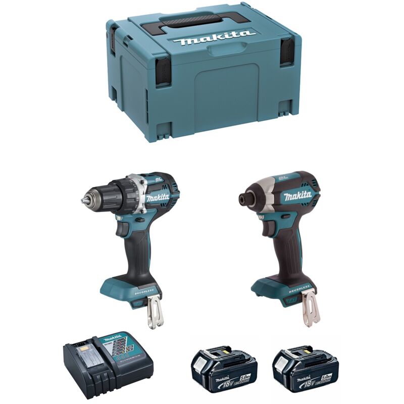 Makita - Kit DLX2189TJ (DDF484 + DTD153 + 2 x 5,0 Ah + DC18RC + makpac 3)