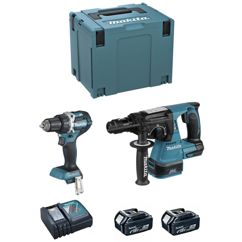 Makita - Kit DLX2191TJ (DDF484 + DHR243 + 2 x 5,0 Ah + DC18RC + makpac 4)