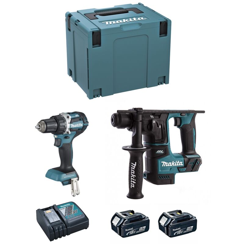 Pack 2 outils MAKITA DLX2271TJ DDF484 + DHR171 18V Li Ion 2 x 5 0 Ah - vue 2
