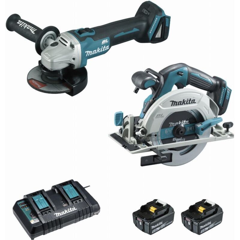Makita Ensemble de 2 machines 18 V Li Ion 5 Ah DHS680 + DGA506 Makita DLX2277PTJ - vue 4