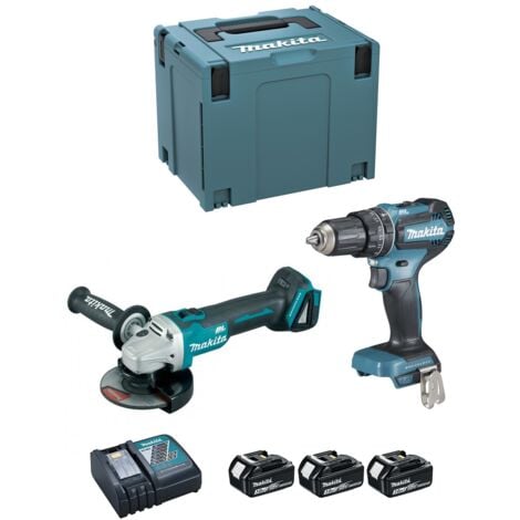 MAKITA Kit DLX2334J (DHP485 + DGA504 + 3 x 3,0 Ah + DC18RC + MAKPAC 4)