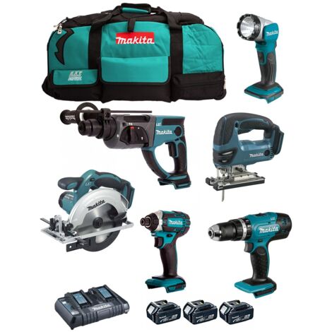 Makita  kit dlx6068pt (dhp453 + dtd152 + dhr202 + djv180 + dss611 + dml802 + 3 x 5,0 ah + dc18rd + lxt600) 0088381833783