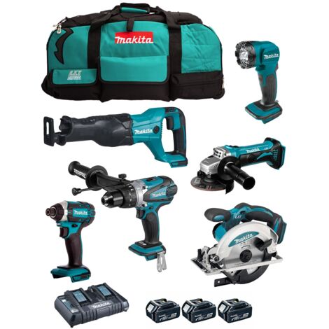 MAKITA Kit DLX6104TX2 (DHP458 + DTD152 + DSS610 + DJR186 + DGA452 + DML815 + 3 x 5,0 Ah + DC18RD + LXT600)