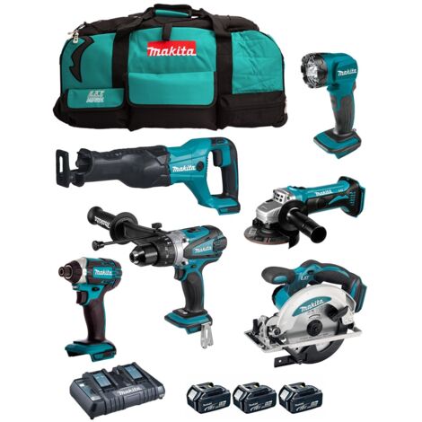 MAKITA Kit DLX6104TX2 (DHP458 + DTD152 + DSS610 + DJR186 + DGA452 + DML815 + 3 x 5,0 Ah + DC18RD + LXT600)
