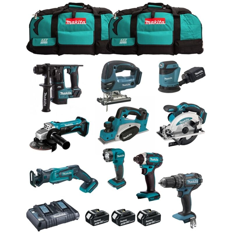 Makita - Kit MK1003 (DHP482+ DTD152+ DHR171+ DGA452+ DJR183+ DBO180+ DJV180+ DSS610+ DML815+ DKP180+ 3x3,0Ah DC18RD+ 2xLXT600)