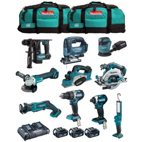Makita  kit mk1004 (dhp484+ dtd154+ dhr171+ dga504+ djr183+ dbo180+ djv182+ dhs680+ dml801+ dkp180+ 3x5,0ah + dc18rd+ 2xlxt600) 8435587926016