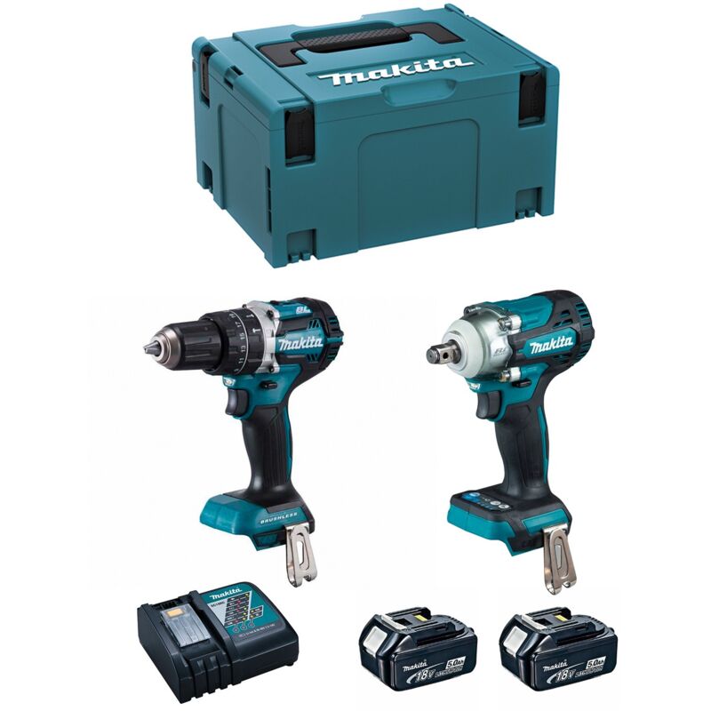 Makita - Kit MK221RTJ (DHP484 + DTW300 + 2 x 5,0 Ah + DC18RC + makpac 3)