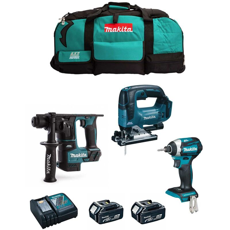 

MAKITA Kit MK303 (DHR171 + DTD154 + DJV182 + 2 x 5,0 Ah + DC18RC + LXT600)