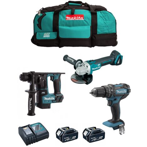 Makita  kit mk306 (dhp482 + dhr171 + dga504 + 2 x 5,0 ah + dc18rc + lxt600) 8435587925965