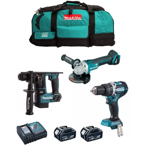 Makita  kit mk307 (dhp484 + dhr171 + dga504 + 2 x 5,0 ah + dc18rc + lxt600) 8435587925972