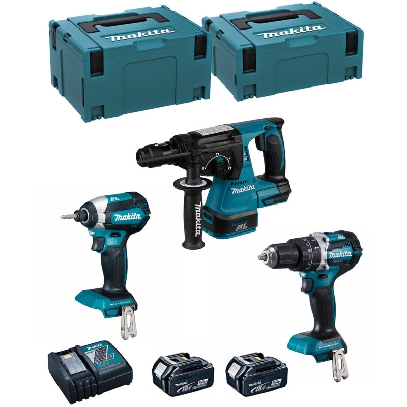 MAKITA Kit MK307RTJ (DHR243 + DHP484 + DTD153 + 2 x 5,0 Ah + DC18RC + MAKPAC 2 + MAKPAC 3)