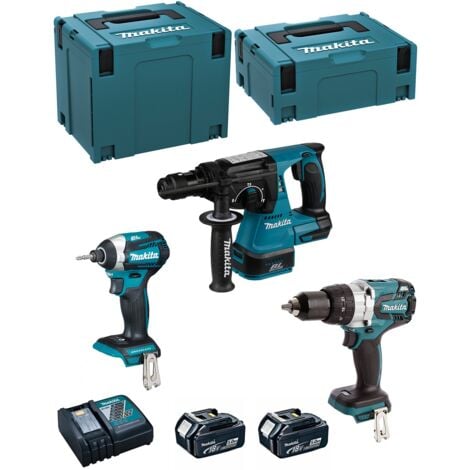 MAKITA Kit MK308RTJ (DHR243 + DHP481 + DTD154 + 2  x 5,0 Ah + DC18RC + MAKPAC 2 + MAKPAC 4)