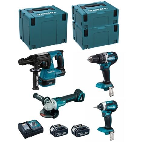 MAKITA Kit MK407RTJ (DHR243 + DHP484 + DTD153 + DGA504 + 2 x 5,0 Ah + DC18RC + MAKPAC 2 + MAKPAC 3 + MAKPAC 4)