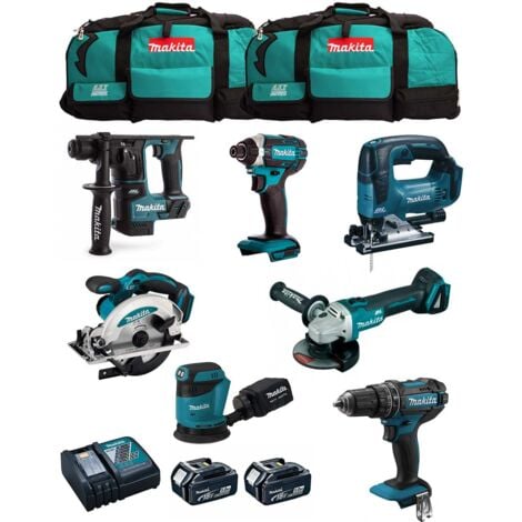 MAKITA Kit MK702 (DDF482 + DHR171 + DGA504 + DTD152 + DJV182 + DSS610 + DBO180 + 2 x 5,0 Ah + DC18RC + 2 x LXT600)