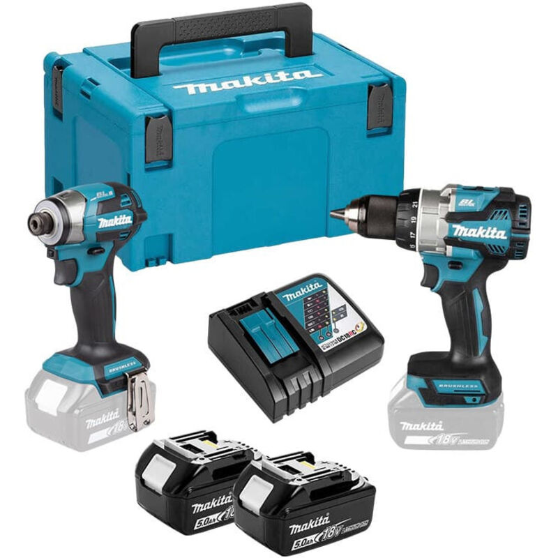 Makita Kombo Kit LXT DTD173 • DDF489 • Ladegerät • 2 x 5 0 Ah Akku • Koffer