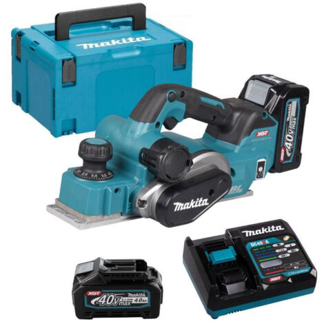 Makita – Rabot électrique sans fil 40V – KP001GM201 – 2 batteries 4,0Ah – Moteur sans balais pour surfaces en bois – Chargeur en MAKPAC