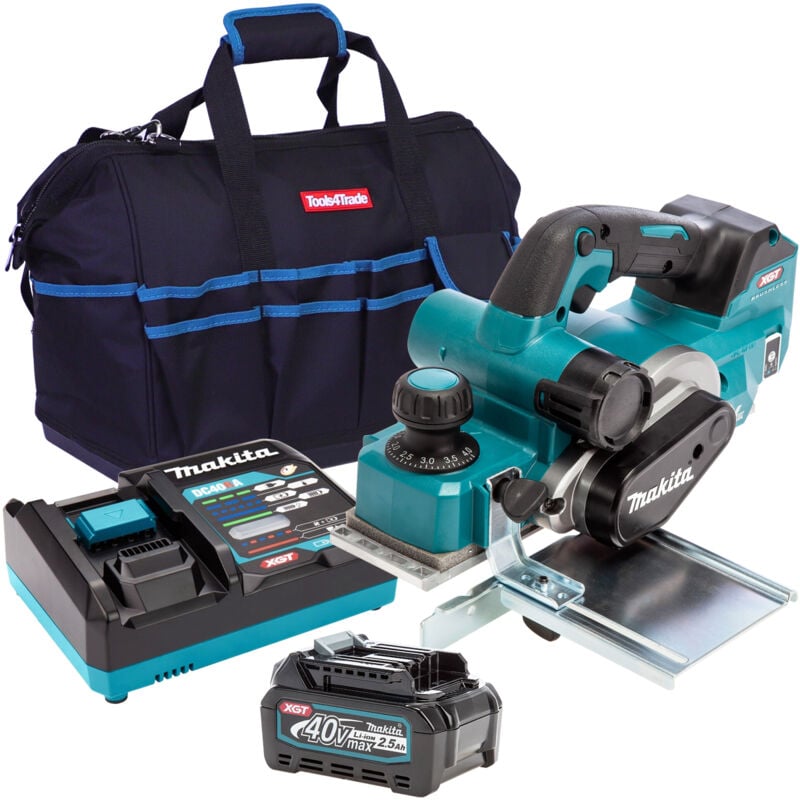 KP001GZ 40V 82mm Brushless Planer With 1 x 2.5Ah Battery Charger & Bag - Makita