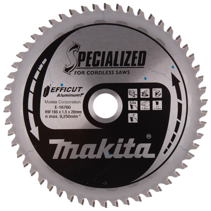 Image of Zubehör - Sägeblatt Aluminium 165x20 mm, 54 Zähne E-16760 - Makita