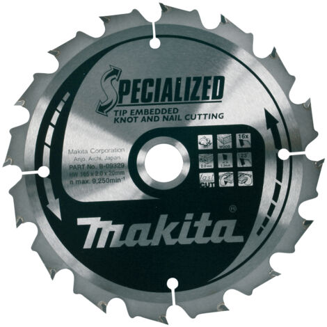 Makita Kreissägeblatt, Eingebettete Schneide 165 x 20 mm • 16 Zähne