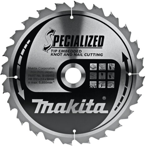 Makita Kreissägeblatt, Eingebettete Schneide 270 x 30 mm • 24 Zähne