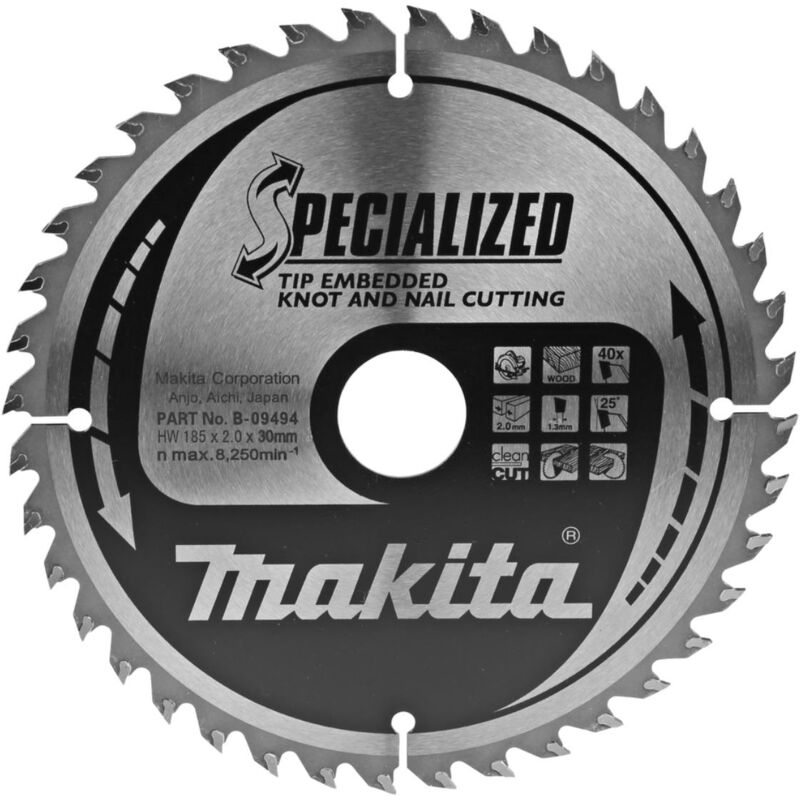 Image of Kreissägeblatt, Eingebettete Schneide 185 x 30 mm • 40 Zähne - Makita