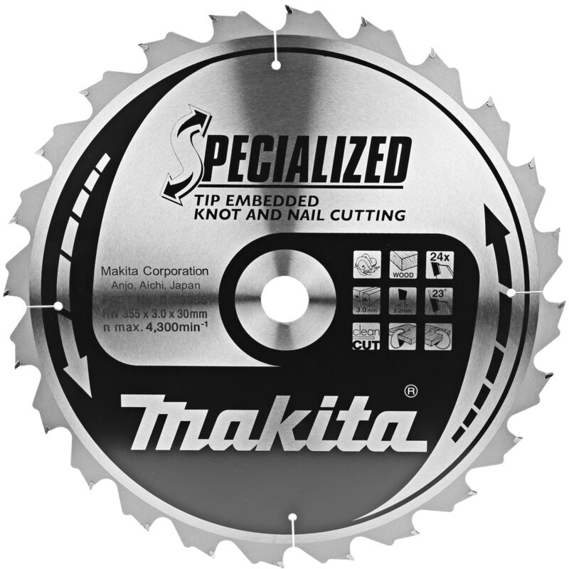 Makita - Lama per sega circolare tagliente incassato 355 x 30 mm - 24 denti