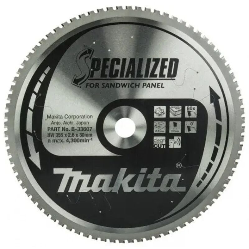 Makita - B-33607 Specialized Lama per seghe circolari 355x30 mm taglio pannelli sandwich