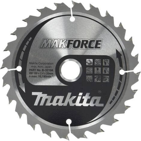 Makita – Lame de scie circulaire 150mm B32194 – TCT 24 dents pour bois dur – Diamètre alésage 20mm – Coupe nette et finition professionnelle