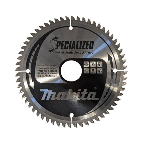 Makita – Lame de scie circulaire 160 mm B33249 – Alésage 30 mm – 60 dents pour aluminium – Coupe précise et nette