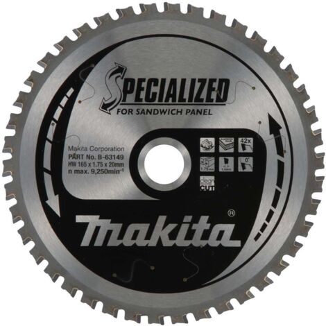 Makita – Lame de scie circulaire 165mm – Alésage 20mm – 42 dents – Pour bois dur – Coupe nette sans éclat - B-63149