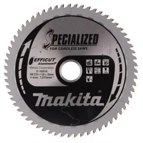 Makita – Lame de scie circulaire 216mm – Trou 30mm – 63 dents TCT pour aluminium – Coupe rapide et nette – Série Efficut spécialisée - E-16916