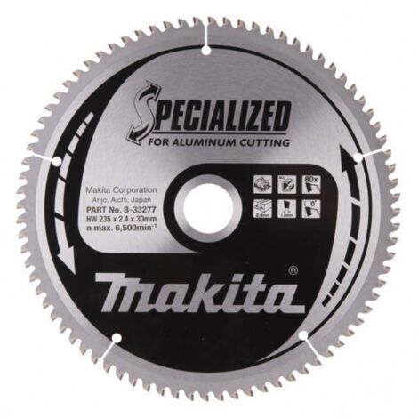 Makita – Lame de scie circulaire 235 mm – B33277 – TCT pour aluminium – 80 dents – Diamètre alésage 30 mm – Coupe nette et durable