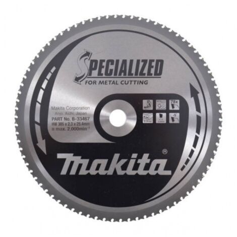 Makita – Lame de scie circulaire 305 mm – Alésage 25,4 mm – 78 dents – Pour acier fin – Coupe rapide et propre - B-33467