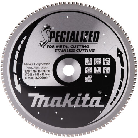 Makita – Lame de scie circulaire 305mm 100T B33750 – Pour acier inoxydable – Alésage 25,4mm – Finition nette et rapide