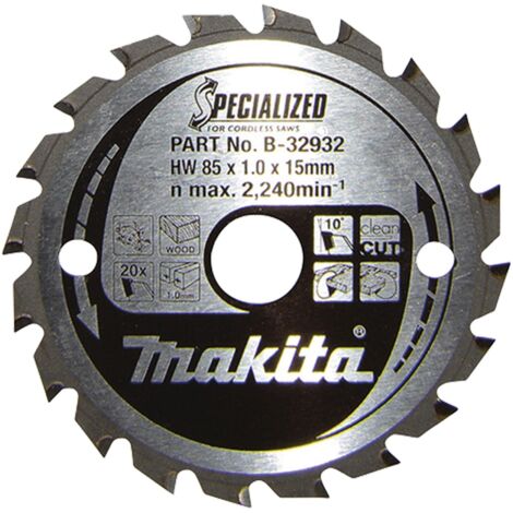 Makita – Lame de scie circulaire 85mm – 20 dents – Diamètre d'alésage 15mm – Acier extra-plat pour coupes précises – B32932