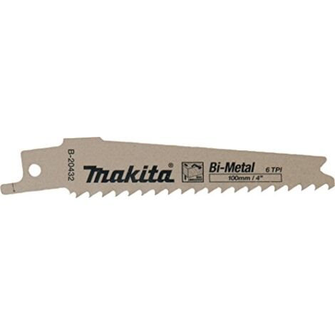 Makita – Lame de scie sabre bi-métal pour bois avec clous – Longueur 100 mm – Lot de 5 lames – Capacité de coupe 50 mm – B20432