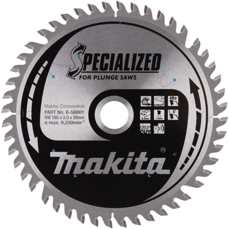 Makita - CCPF16548EL specialized Lame de scie circulaire 165 x 20 x 2,0 mm 48 dents ( B-56801 ) pour le composite Corian