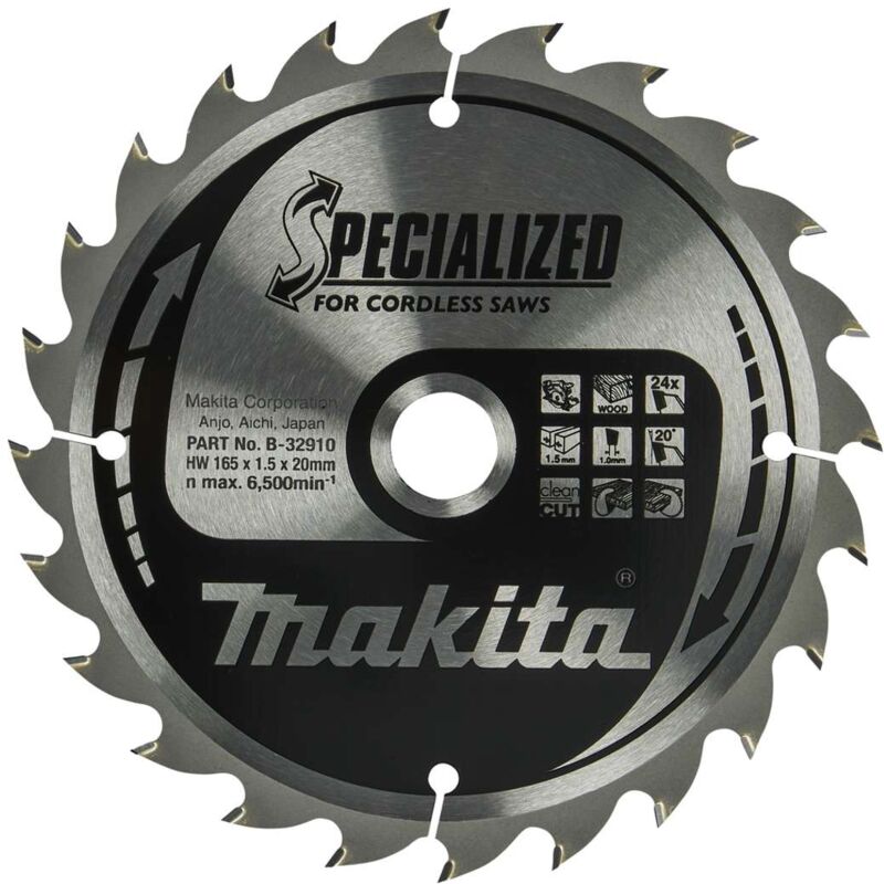 Accessoires - Lame de scie circulaire à bois 165x20 mm, 24 dents B-32910 - Makita