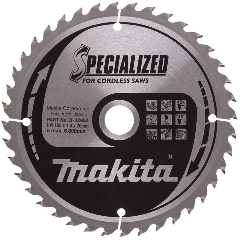 Makita - B-32960 Lame de scie circulaire tct spécialisée 165x20mm 40T bois