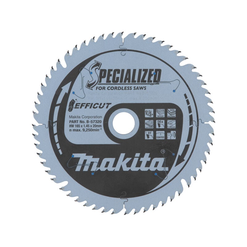 Makita - efficut Lame de scie circulaire pour bois 165 x 20 x 1,45 mm 56 dents ( B-57336 )