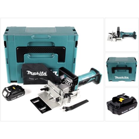 Makita – Lamelleuse sans fil 18V pour rainures en croix – 6 positions de réglage – Capacité de coupe 20 mm – Coffret Makpac inclus