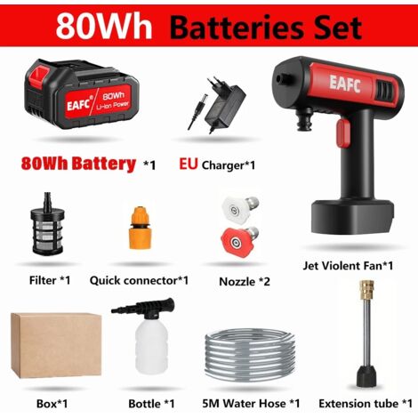 Makita – lave-auto Portable haute pression 500W, pistolet de lavage de voiture Rechargeable, pistolet à eau électrique, Machine à mousse pour batterie 21V, Type A, Livré avec 1 batterie de 80 Wh
